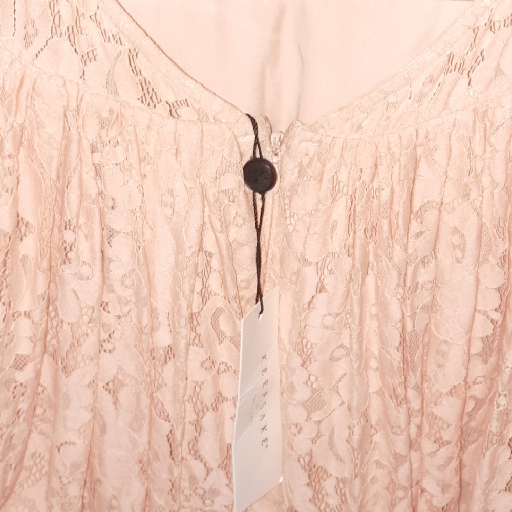 KEEPSAKE Lace Cutout Minidress Pink Nude Eyelash Lace Ballet Coquette Rose L 10 - Picture 6 of 12
